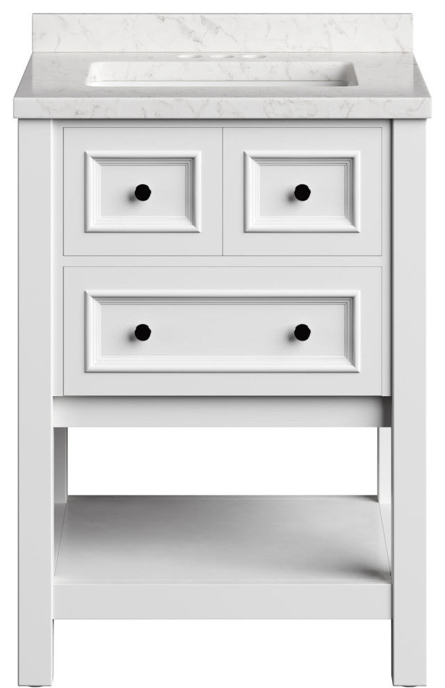 Tremont 24" Bathroom Vanity, Sink, Top, 1 Drawer, Bottom Shelf, White