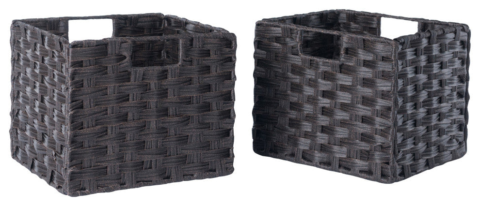 Melanie 2-PieceFoldable Woven Fiber Basket Set, Chocolate