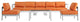 Modway Shore 6 Piece Outdoor Patio Aluminum Sectional Sofa Set, Silver Orange
