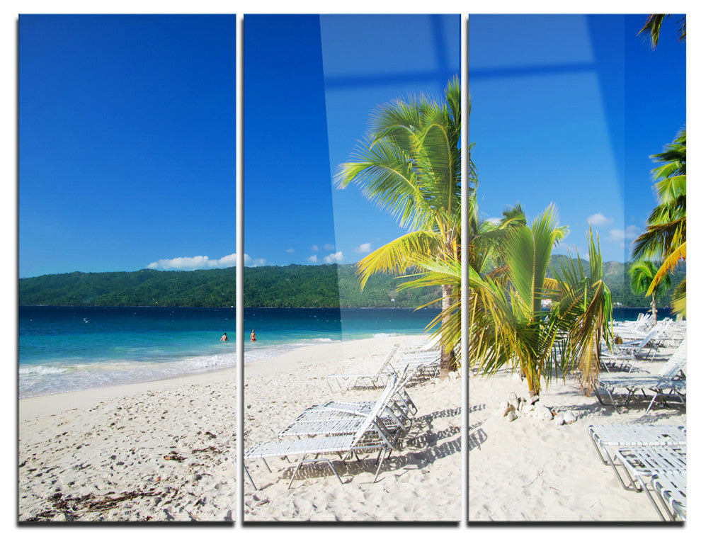 "Beach Coconut Palms in Wind" Photo Metal Wall Art, 3 Panels, 36"x28"