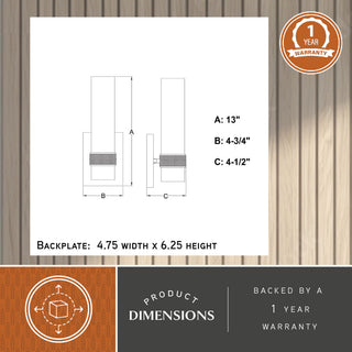 Bari 13"H Wall Sconce Light Fixture With Clear Glass, Matte Black