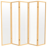 6' Tall Clear Screen Natural, 5 Panel