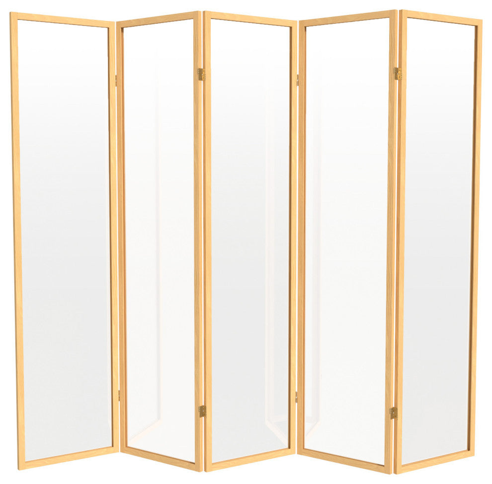 6' Tall Clear Screen Natural, 5 Panel