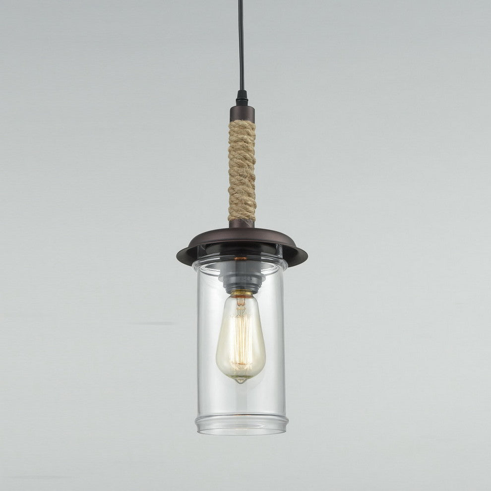 Vintage Style Glass With Hemp Rope Pendant Lighting