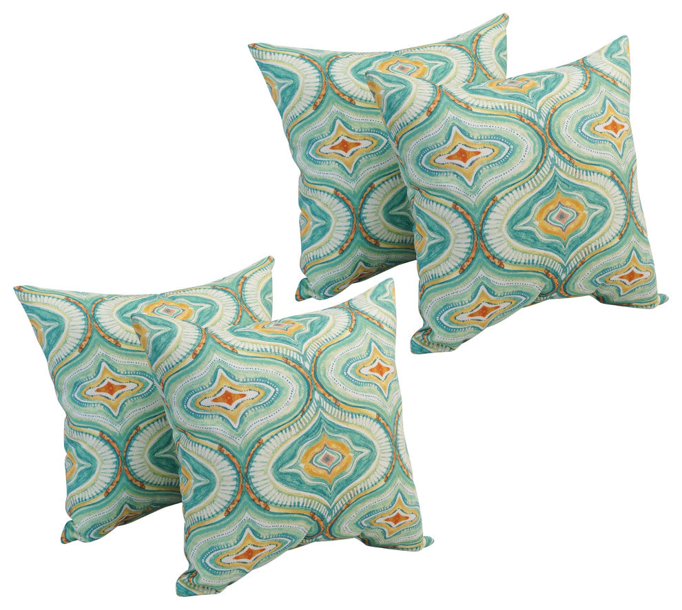 17" Square Polyester Outdoor Throw Pillows, Set of 4, Tyngsboro Opal