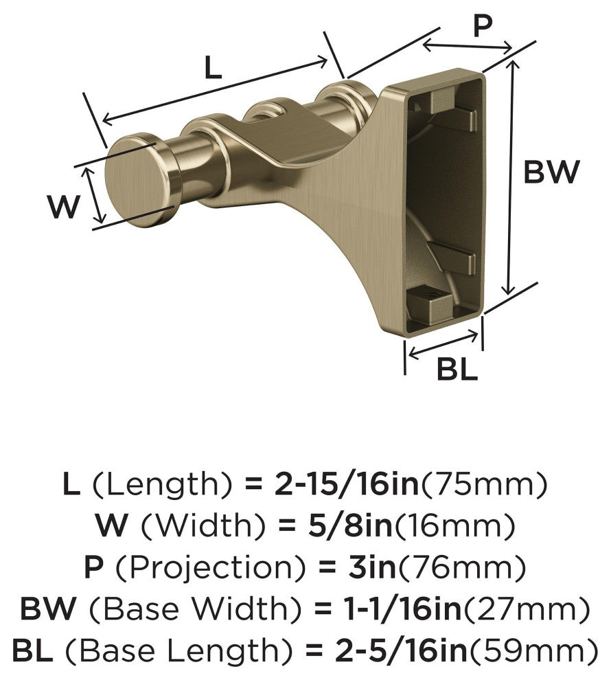 Davenport Transitional Double Robe Hook, Golden Champagne