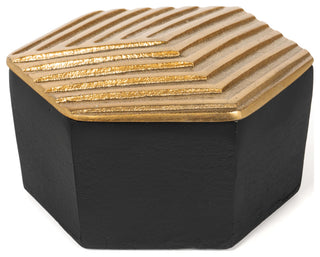 Mahira Decorative Gold and Black Metal Box, Large