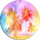 High-Rise Retro Palm Trees, Landscape Painting Round Wall Art, 11"