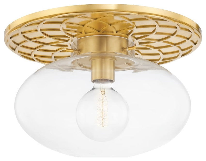 New Paltz 1-Light Semi Flush Aged Brass