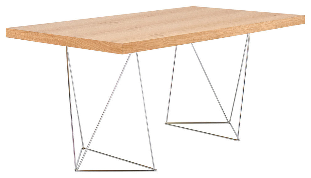 Modern Home Office Wire Leg Desk, Oak/Chrome