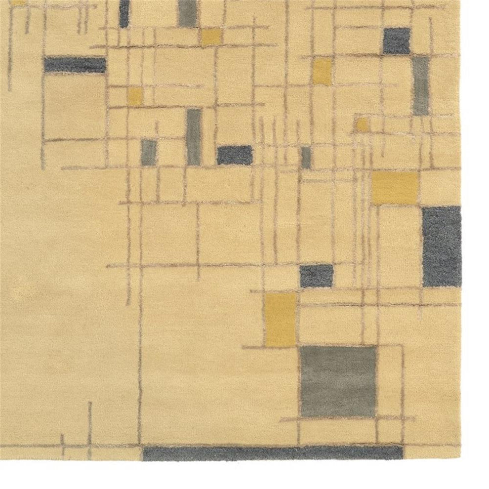 Linon Aspire Lazer Hand Tufted Wool 5'x8' Rug in Ivory