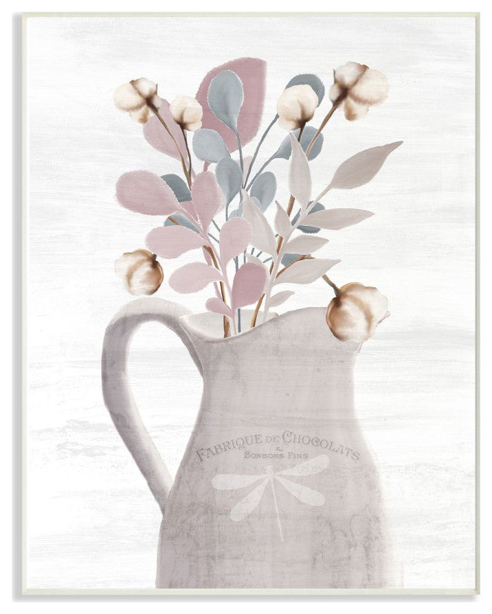 Flower Jars Pink Blue Grey Neutral Painting, 10"x15"