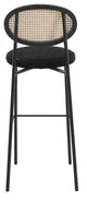 LeisureMod Euston Wicker Bar Stool With Black Steel Frame and Footrest, Black