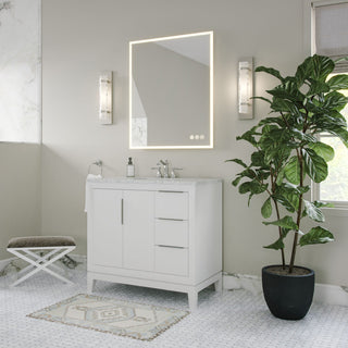 The Ezra Bathroom Vanity, Pure White, 36", Single Sink, Freestanding