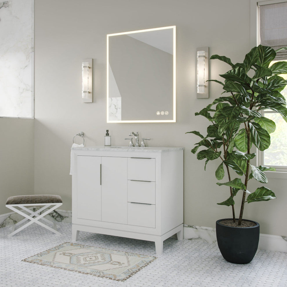 The Ezra Bathroom Vanity, Pure White, 36", Single Sink, Freestanding