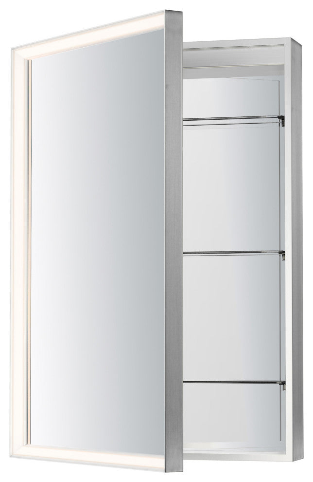 ET2 E42065 Bevel 24"W x 36"H Rectangular Flat Framed Accent - Satin Nickel