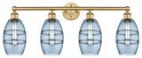Edison-Vaz 4-Light 33" Bath Vanity Light, Brushed Brass, Princess Blue