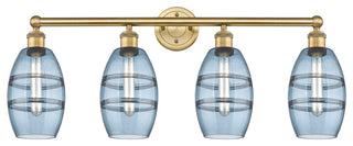 Edison-Vaz 4-Light 33" Bath Vanity Light, Brushed Brass, Princess Blue