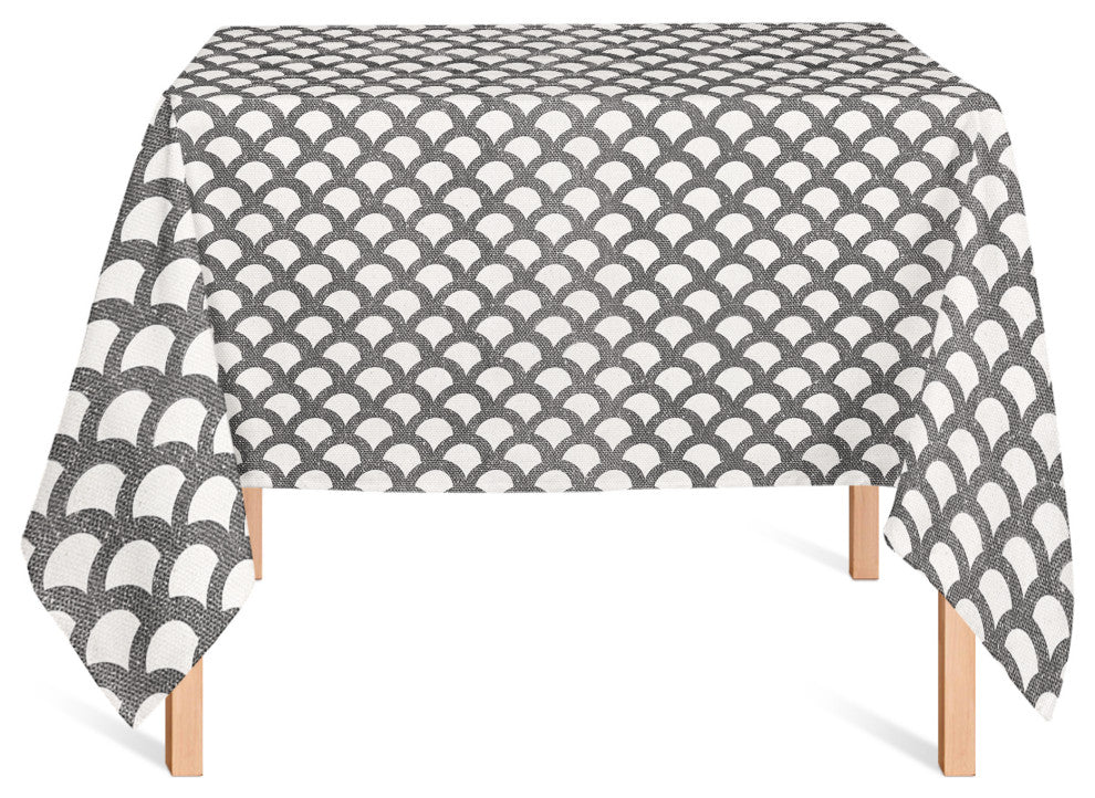 Neutral Scallop Pattern 58x58 Tablecloth