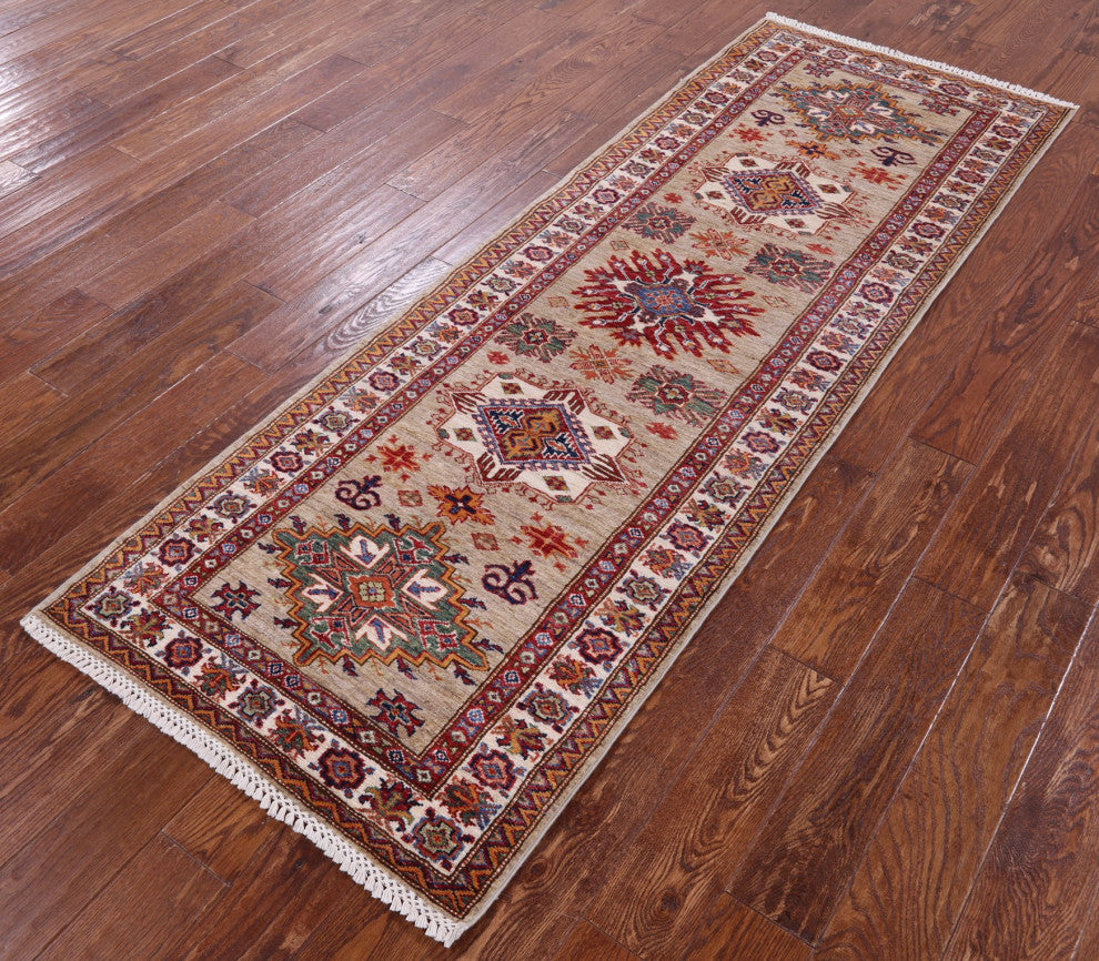 2' 10" X 7' 10" Geometric Super Kazak Handmade Runner Rug Q11236