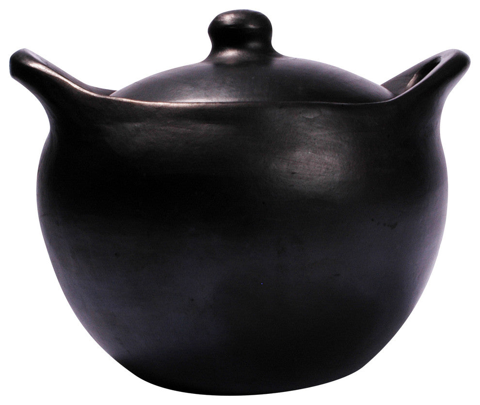 Ancient Cookware, Rounded Chamba Clay Soup Pot, 7.5x8.8x7