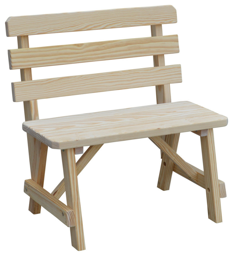 Traditional Cedar Backed Bench, Unfinished, 3 Foot