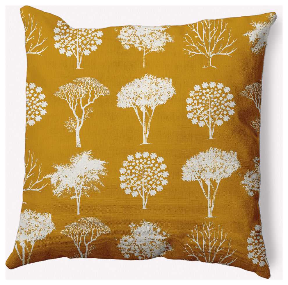 20" x 20" Field of Trees Indoor/Outdoor Polyester Throw Pillow, Autumn Gold