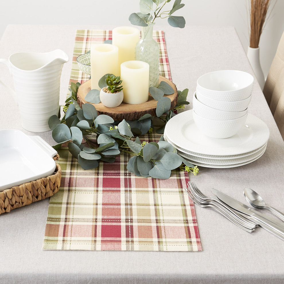 Homespun Plaid Table Runner 13X72
