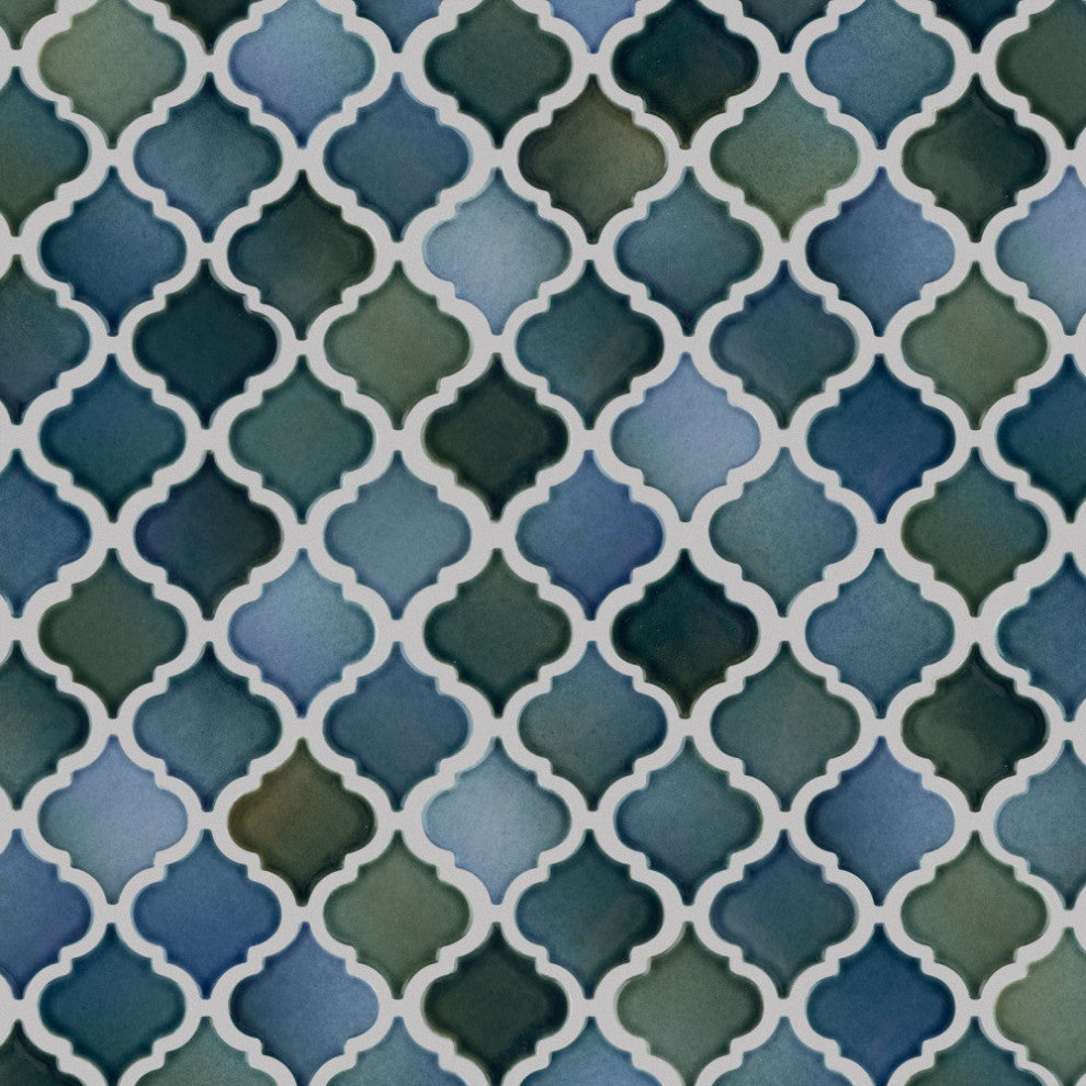 Hudson Tangier Mosaic Floor and Wall Tile, Lagoon