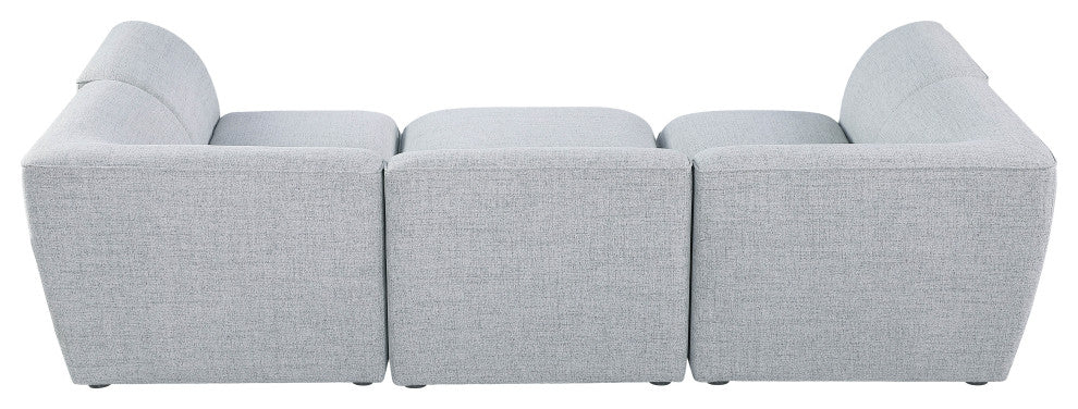 Miramar Linen Textured Fabric  6-Piece Modular U-Shaped Sectional, Grey