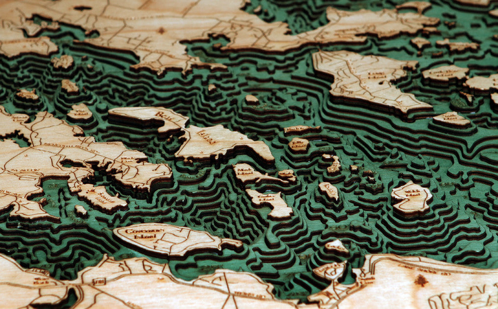 Lake Winnipesaukee, New Hampshire 3-D Nautical Wood Chart