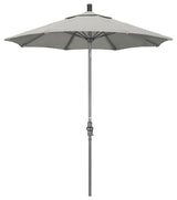 7.5' Grey Collar Tilt Crank Aluminum Umbrella, Granite Sunbrella