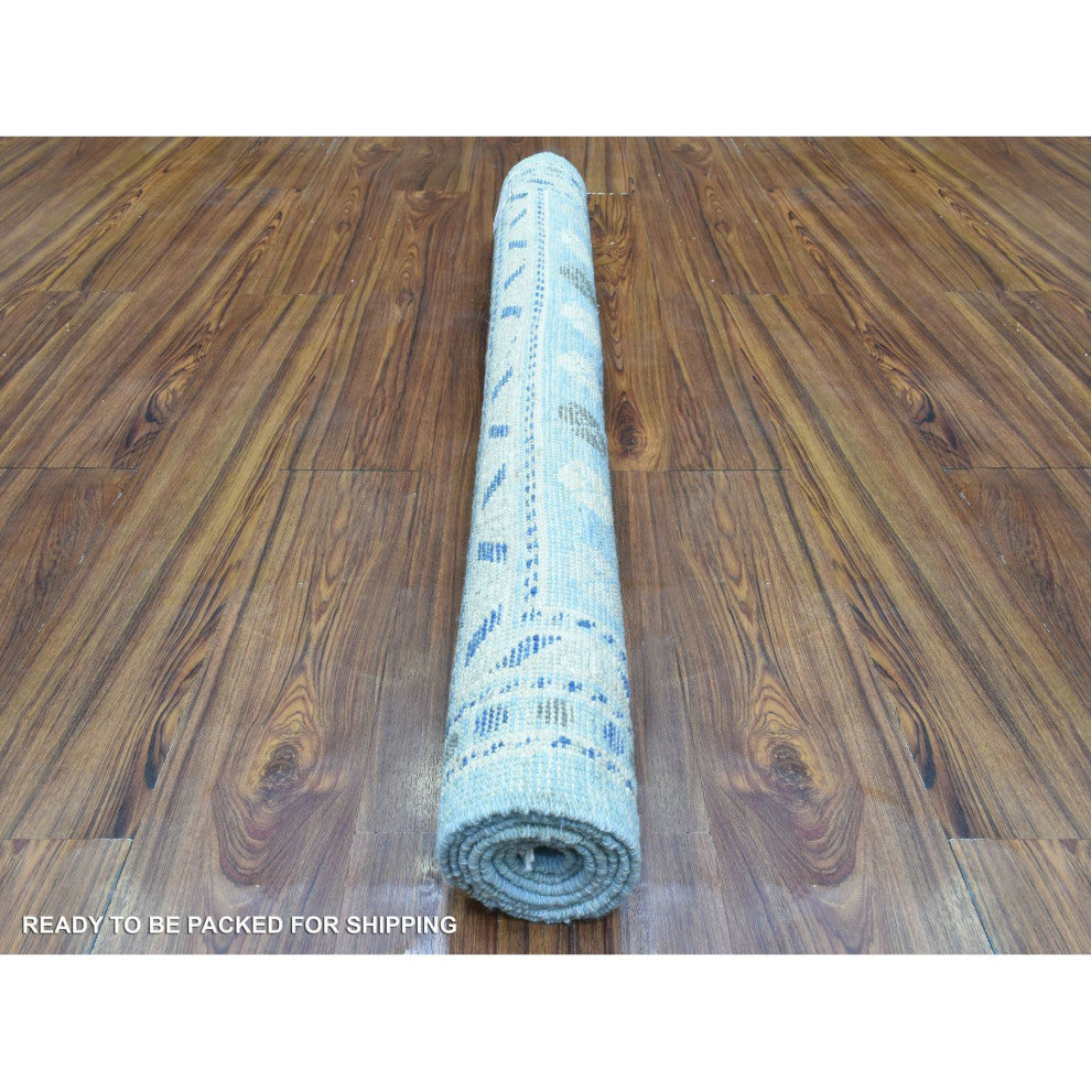 Colorful Hand Knotted Inspired Large Elements Soft Wool Oriental Rug, 4'0"x5'9"
