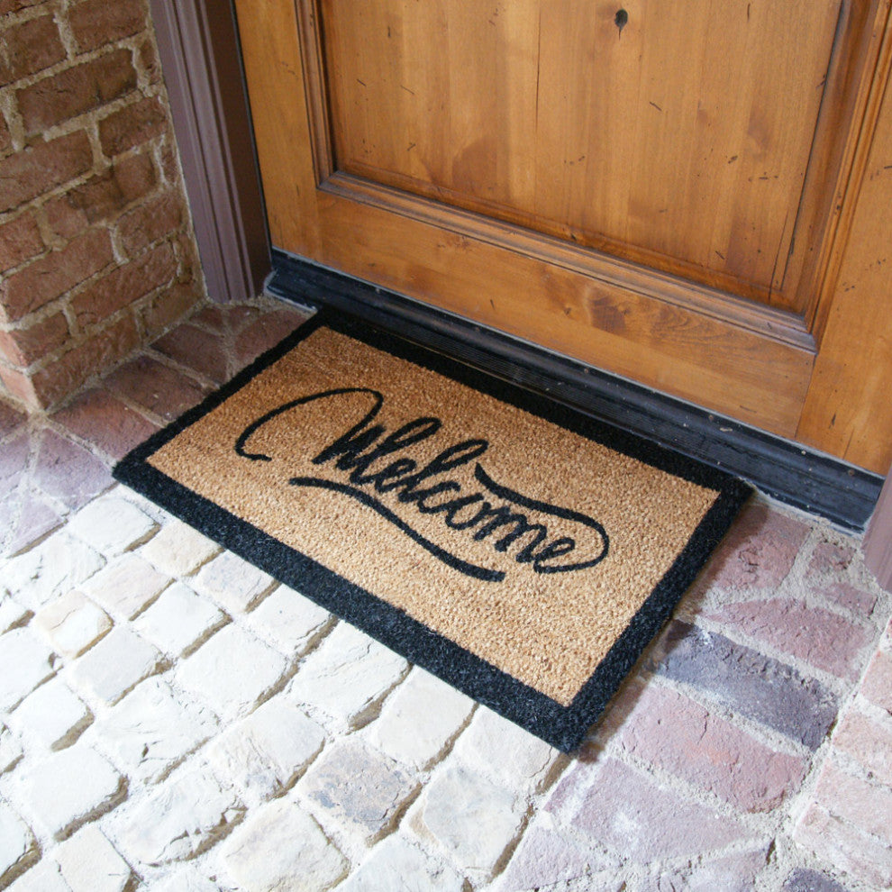 Rubber-Cal "Modern Ribbon Script" Coir Welcome Mat 15mm X 18" X 30"