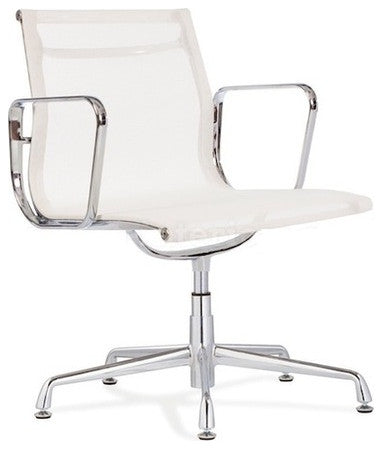 Reception Chairs No Wheels Mesh Conference Chair White (Set of 2)