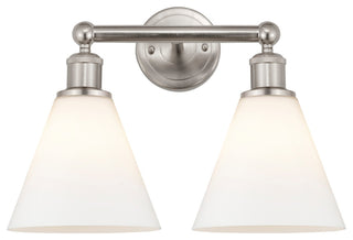 Berkshire 2-Light 17" Bath Vanity Light, Satin Nickel Finish, Matte White Shade
