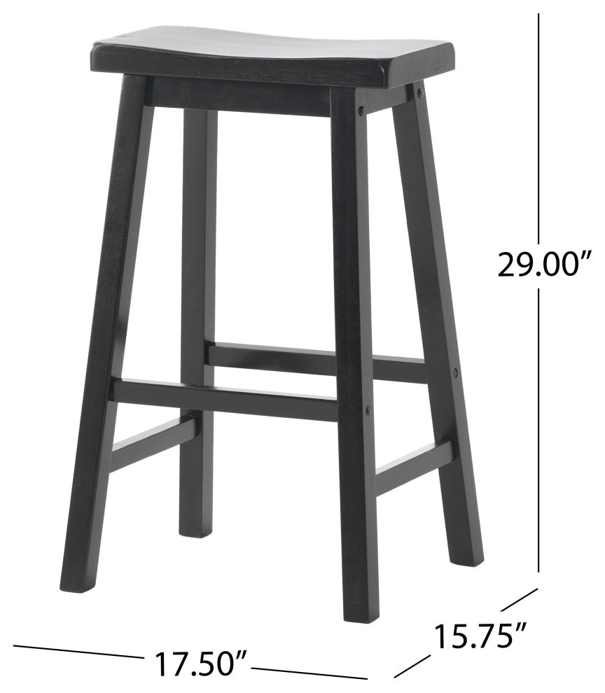 GDF Studio Harrison Black Saddle Wood Bar Stools, Set of 2