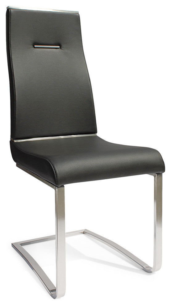 Dining Chair PU Leather, Set of 2, Black, Silver