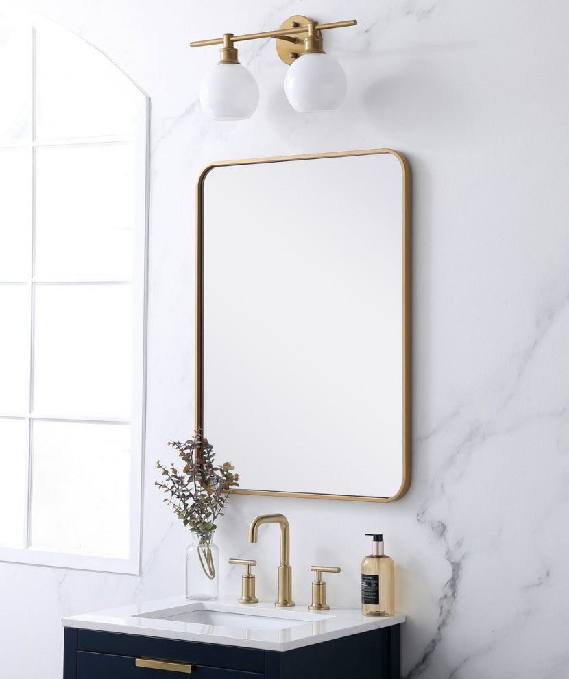 Elegant Decor MR802432BR Soft Corner Metal Rectangular Mirror, 24"x32"