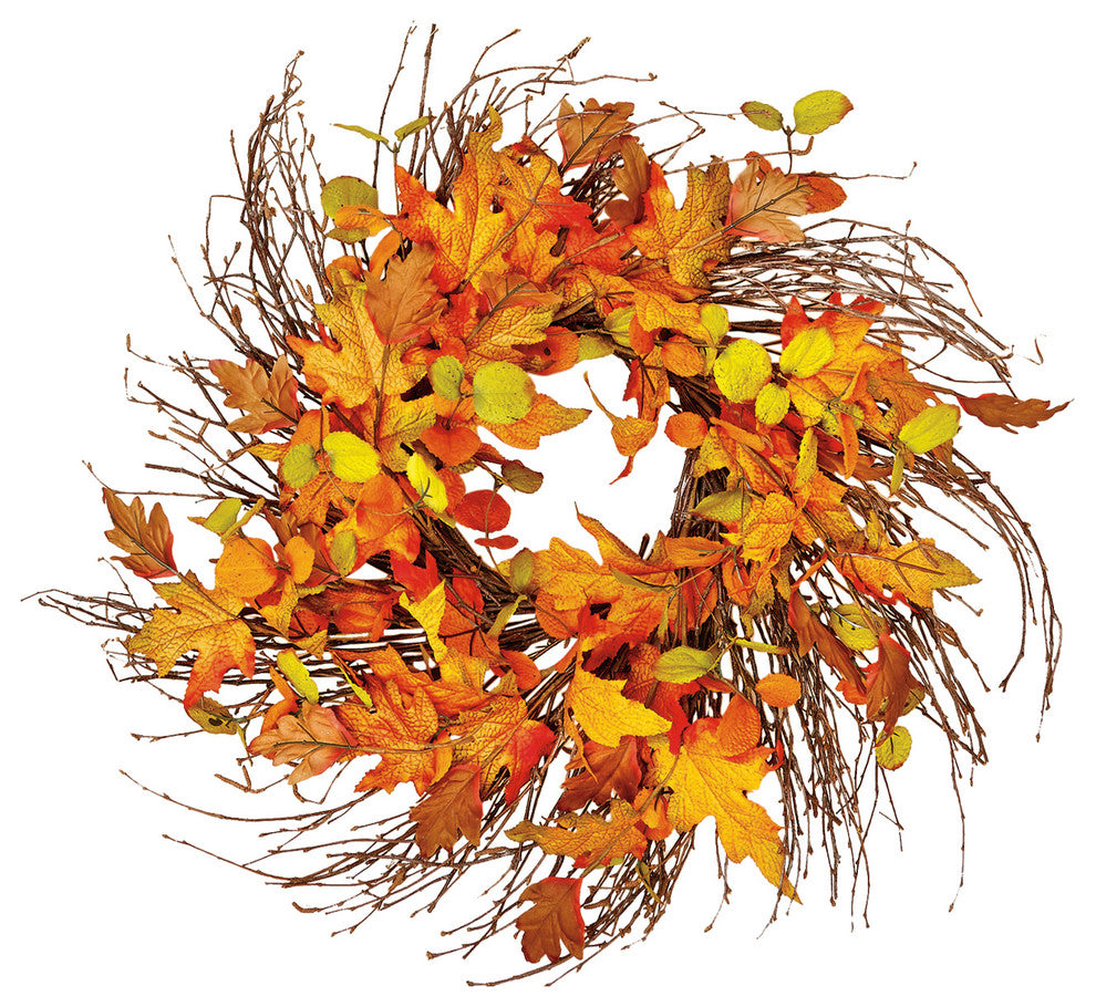 24" Wild Fall Leaf Twig Wreath