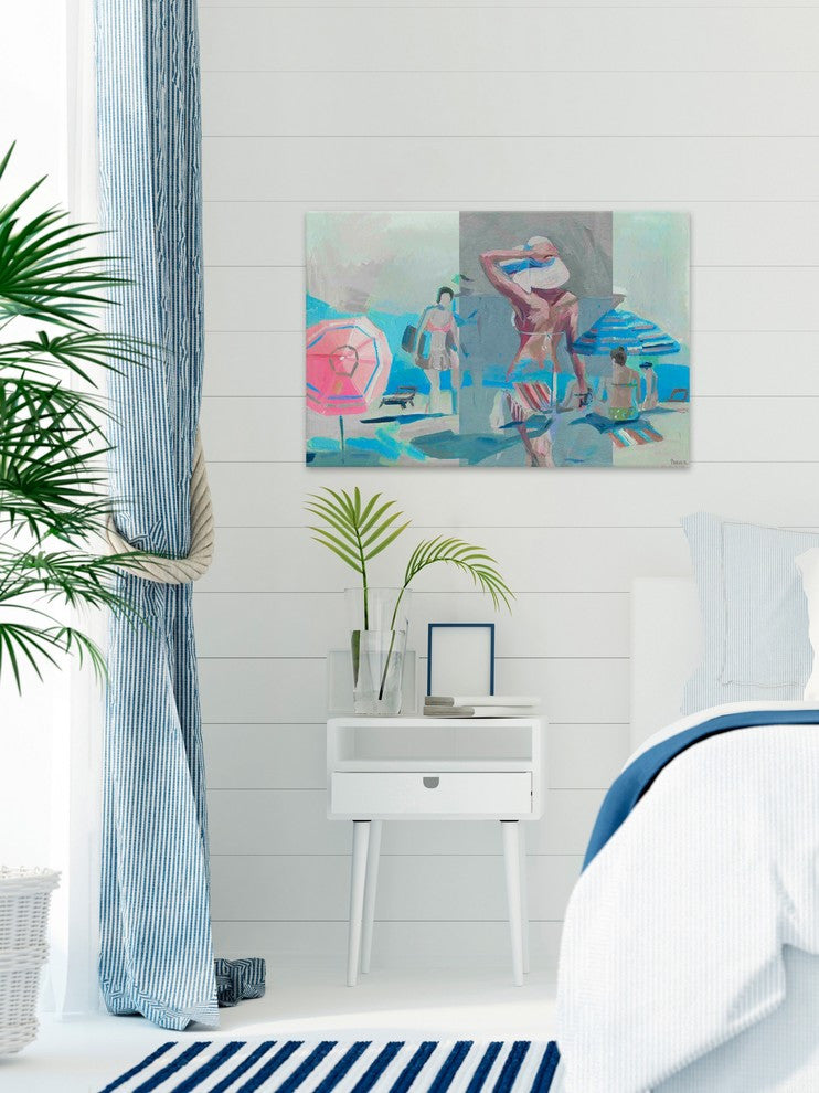 "Striped Bikini" Painting Print on Wrapped Canvas, 18"x12"