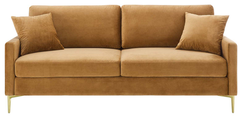 Sofa, Velvet, Brown, Modern, Living Lounge Room Hotel Lobby Hospitality