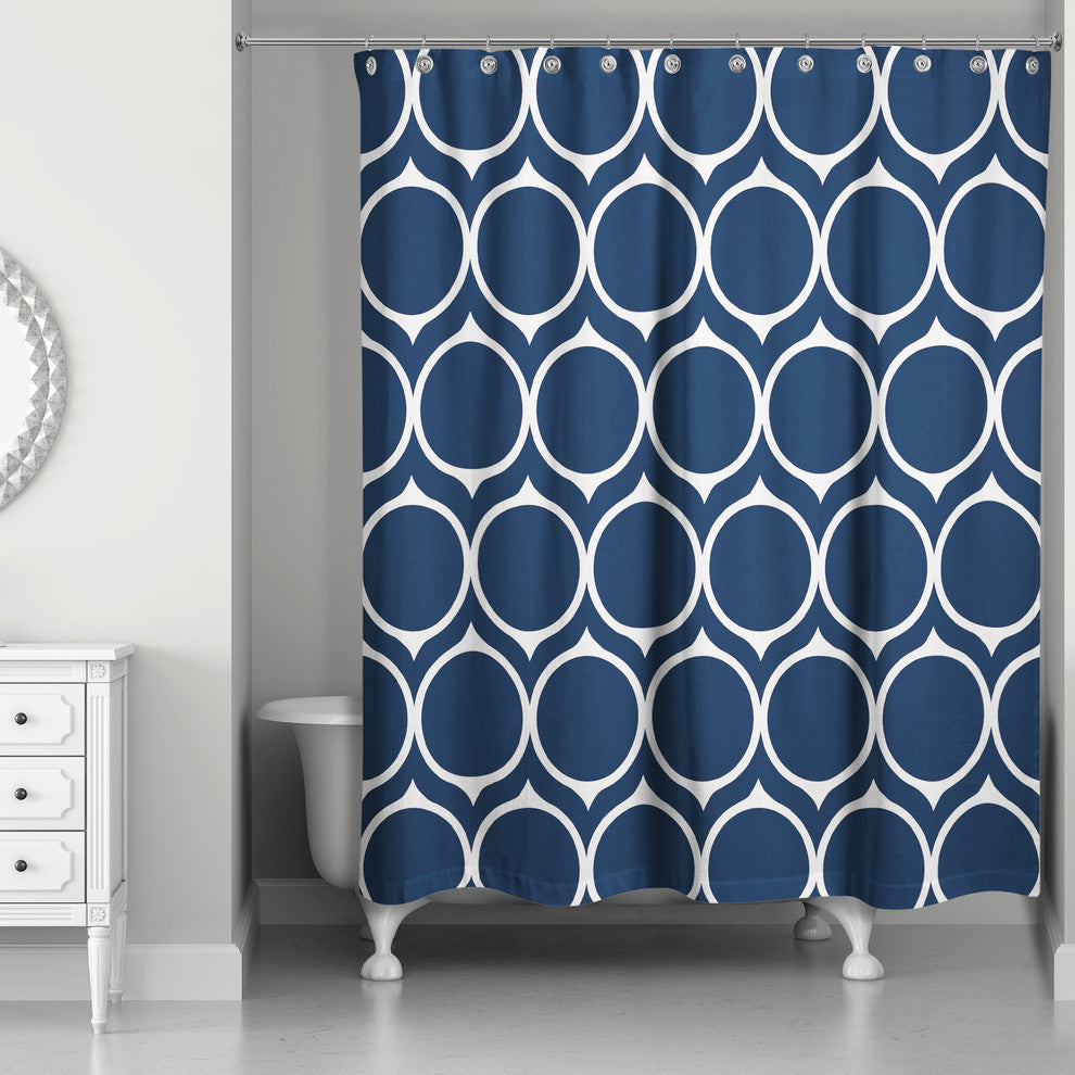 Mid Mod Circles Shower Curtain, Blue