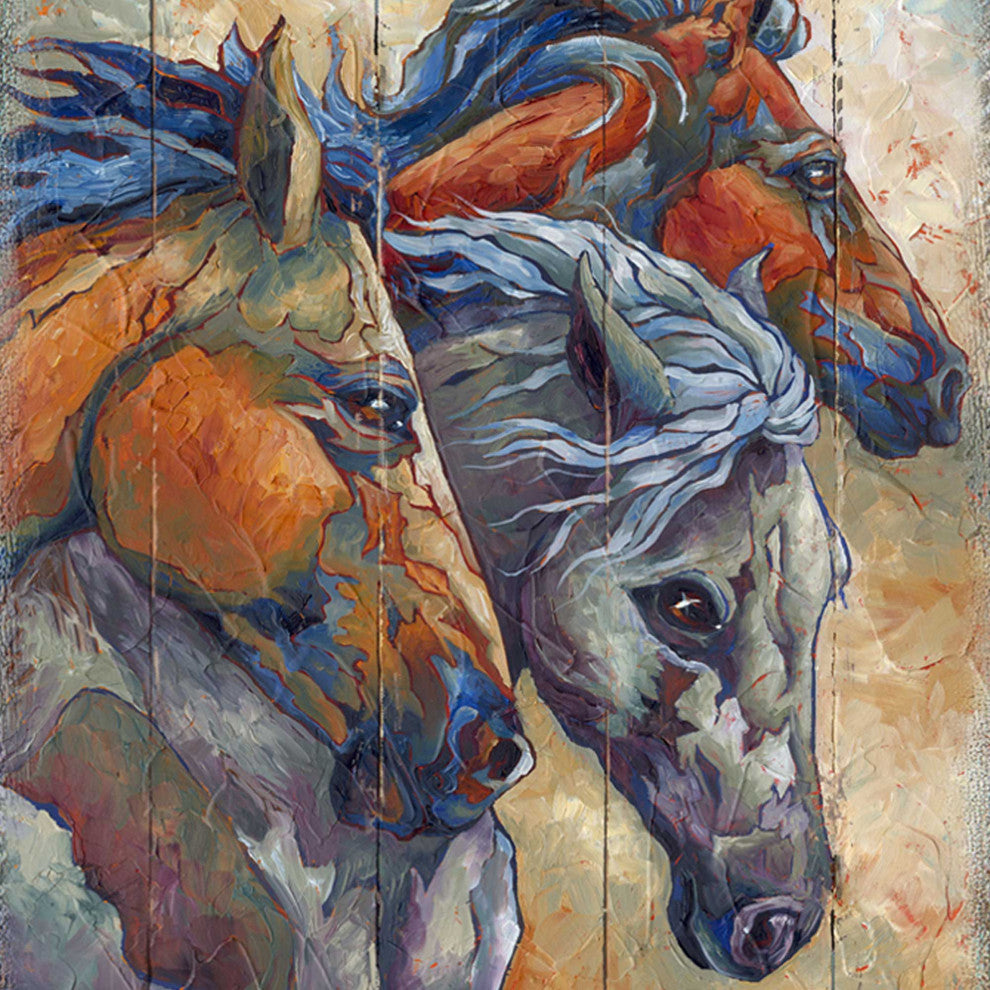 Let Them Run Horse Heads Wooden Wall Art, X-Large 36x24
