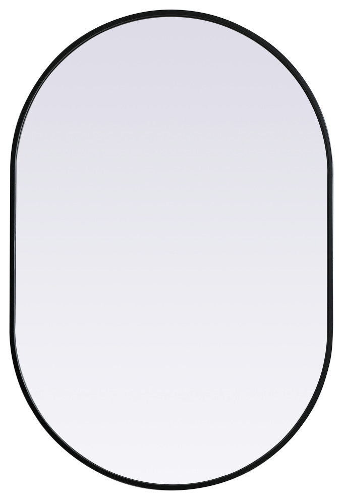 Metal Frame Oval Mirror 27X40 Inch, Black