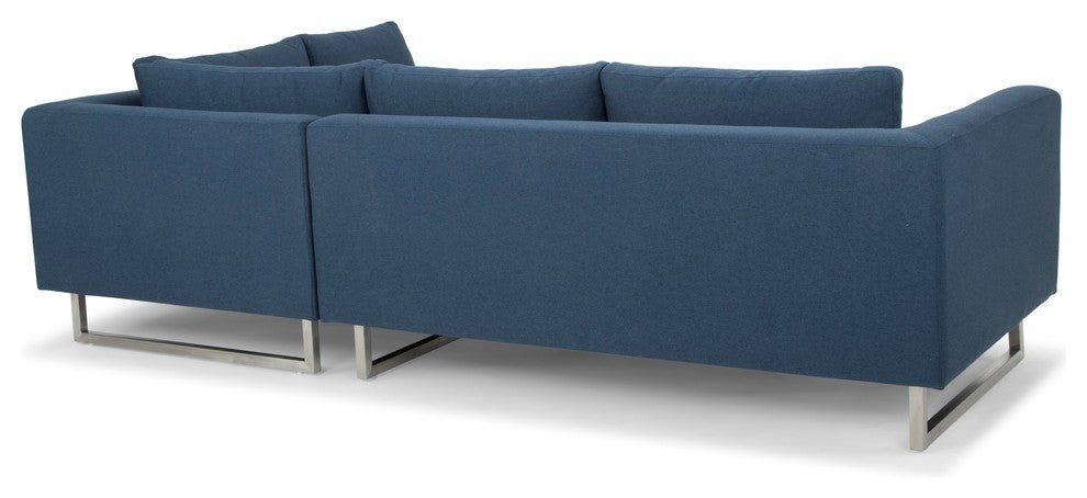 Janis Sectional Sofa Right Hand Facing in Lagoon Blue Velour by Nuevo