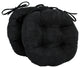 16" Solid Micro Suede Round Tufted Chair Cushions, Set of 2, Black