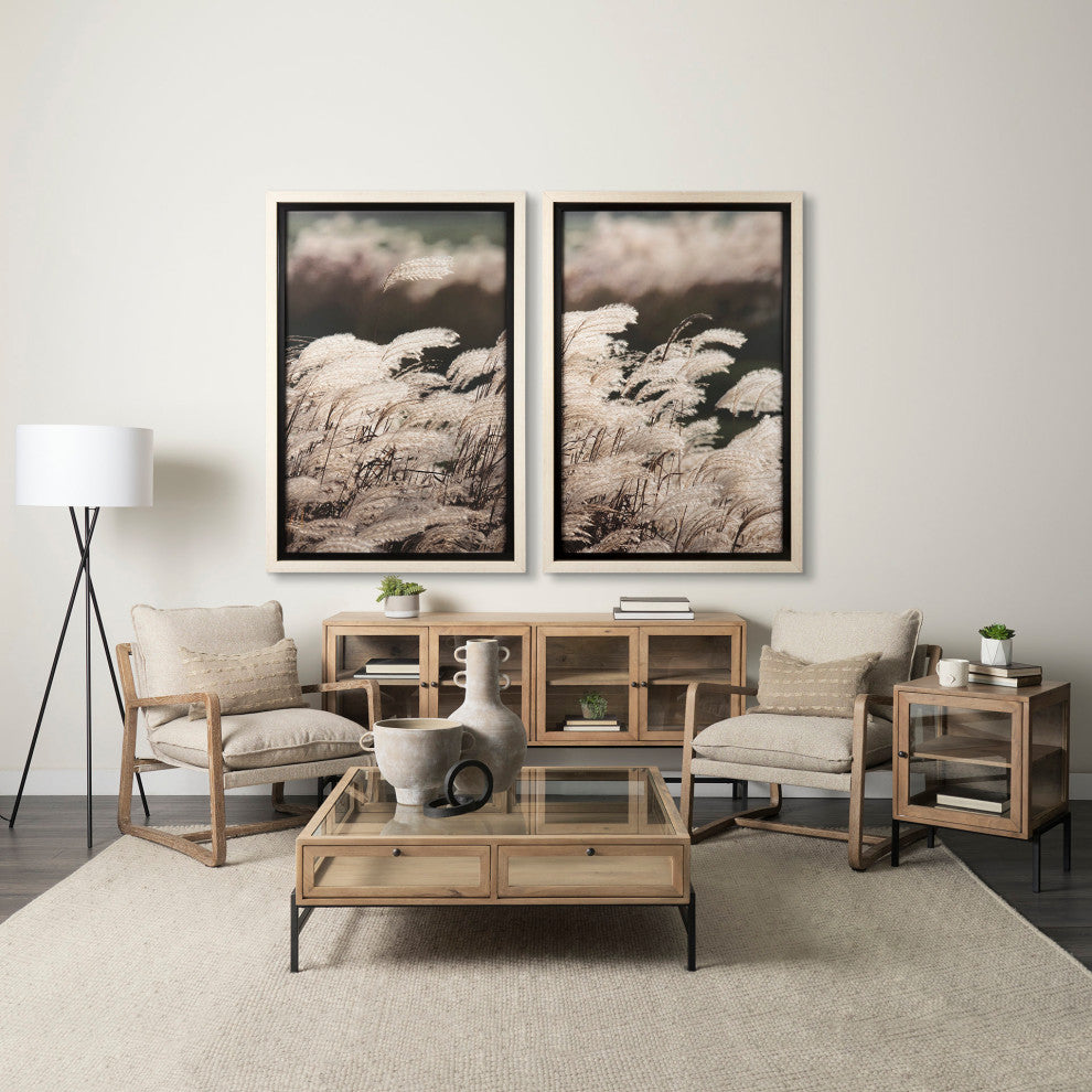 Brayden Beige Fabric Seat w/ Light Brown Solid Wood Accent Chair