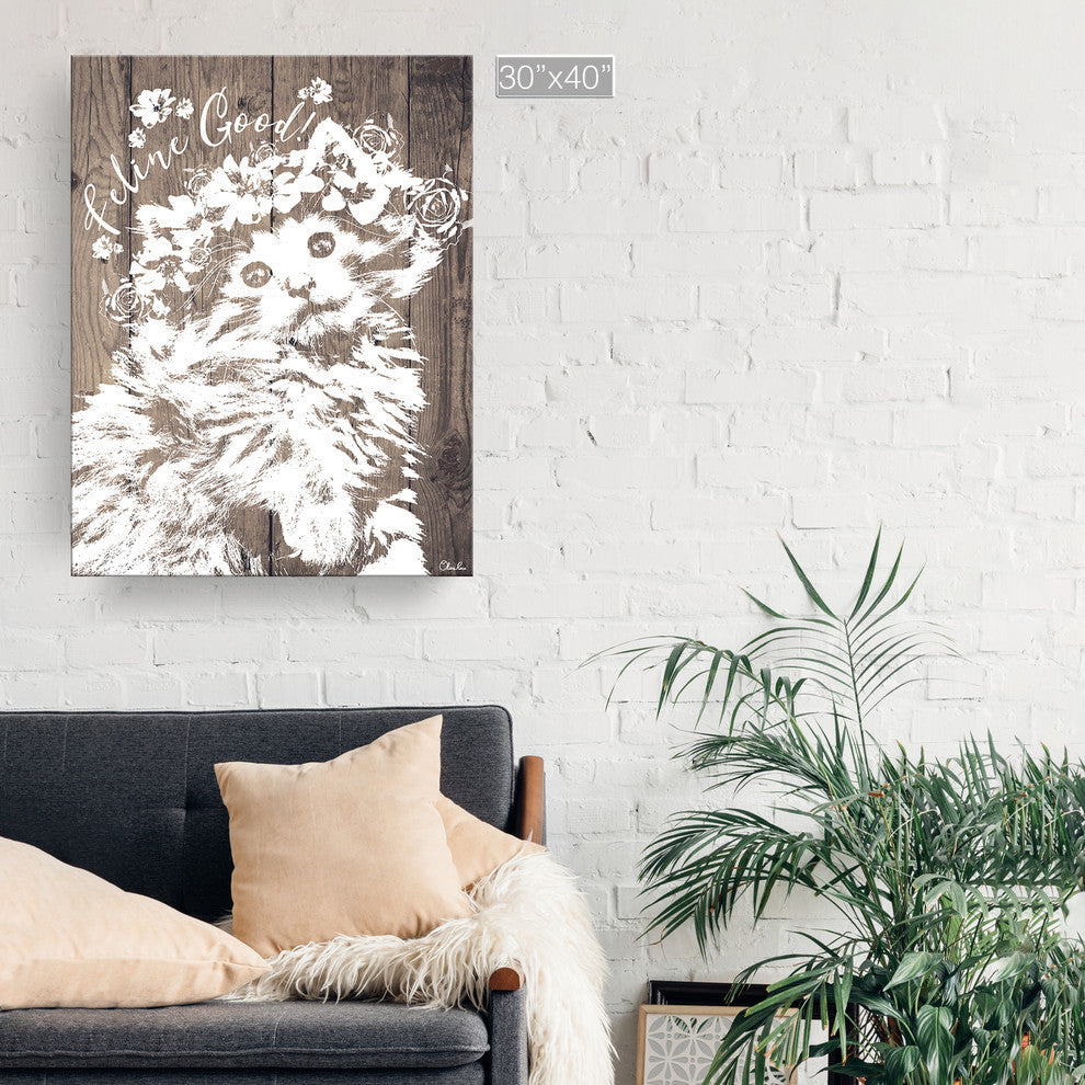 Ready2HangArt 'Feline Good' Wrapped Canvas Cat Wall Art, 40"x30"