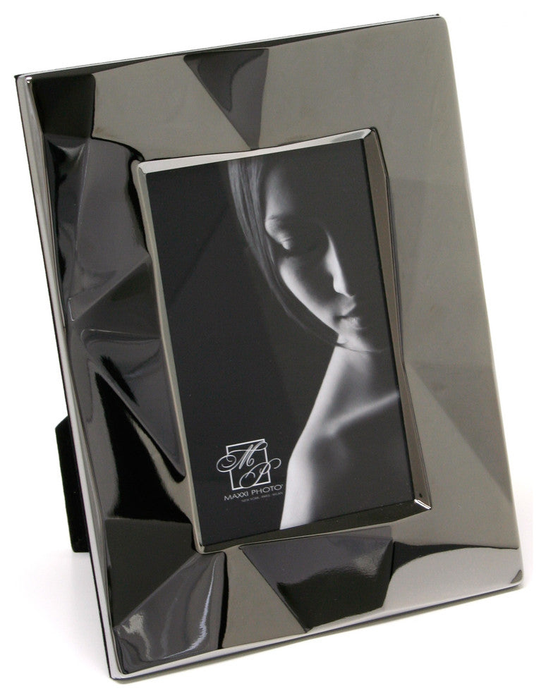 Cosmo Black Chrome And Diamond Shape Frame, 4"x6"